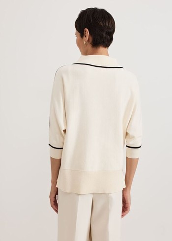 Phase Eight Hallie Tipped Knitwear White USA | 0815394-WC